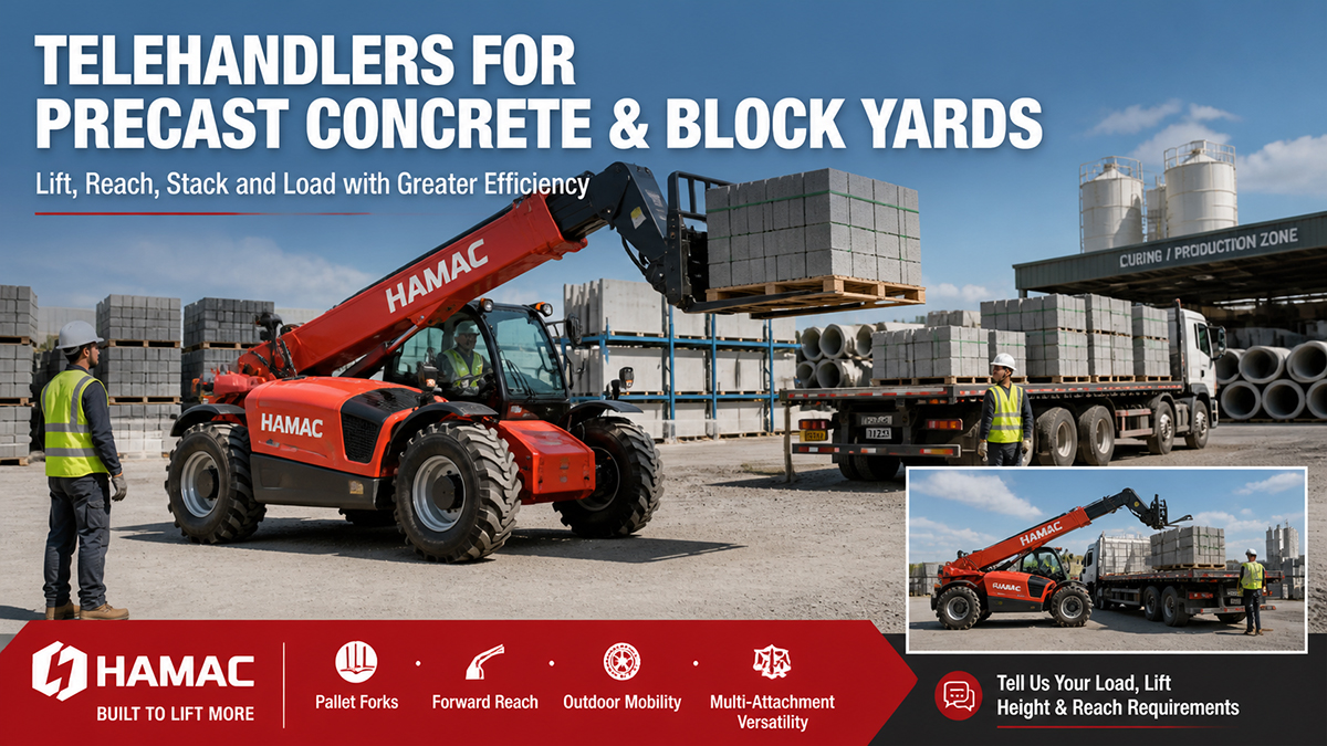 How Telehandlers Improve Precast Concrete and Block Yard Material Handling