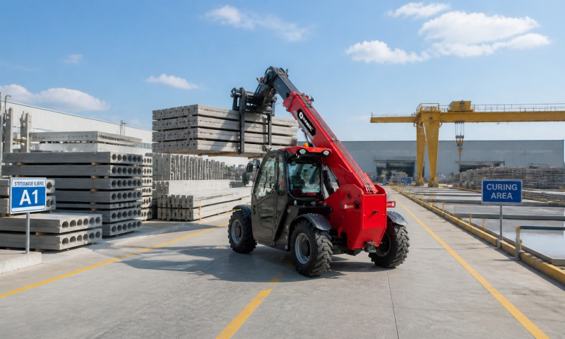 Telehandler for Precast Concrete Element Stacking in Yard