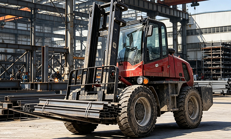 Rough Terrain Forklift for Steel Fabrication Plant Logistics